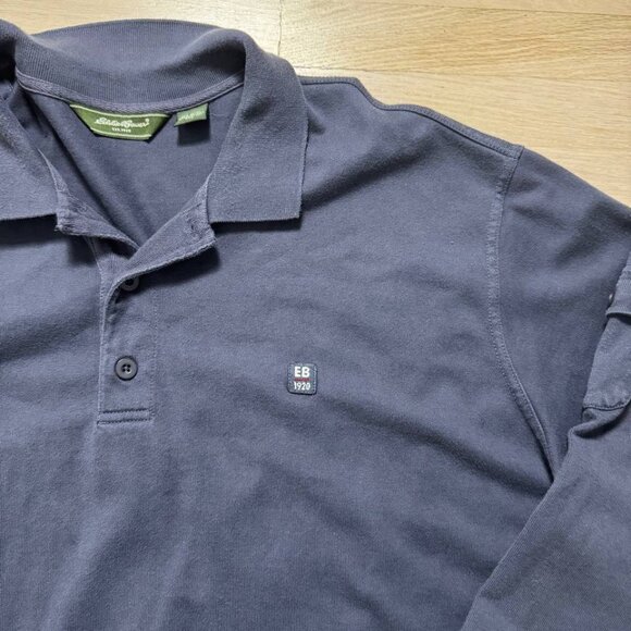 EDDIE BAUER Men's Long Sleeve Collared Slate Blue Polo Shirt SZ XXL - Picture 2 of 6